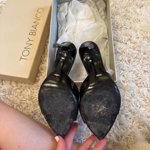 Tony Bianco Black Patent Pointed Toe Mule - Picture 3 of 5